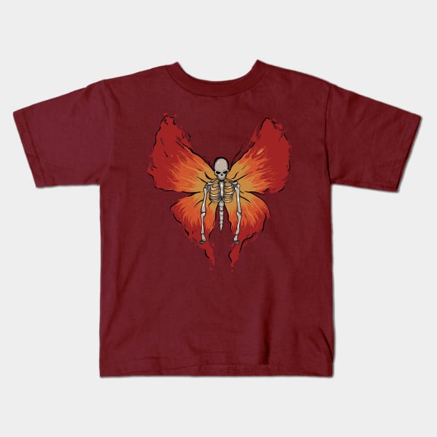 Skeleton Butterfly Kids T-Shirt by BrayInk